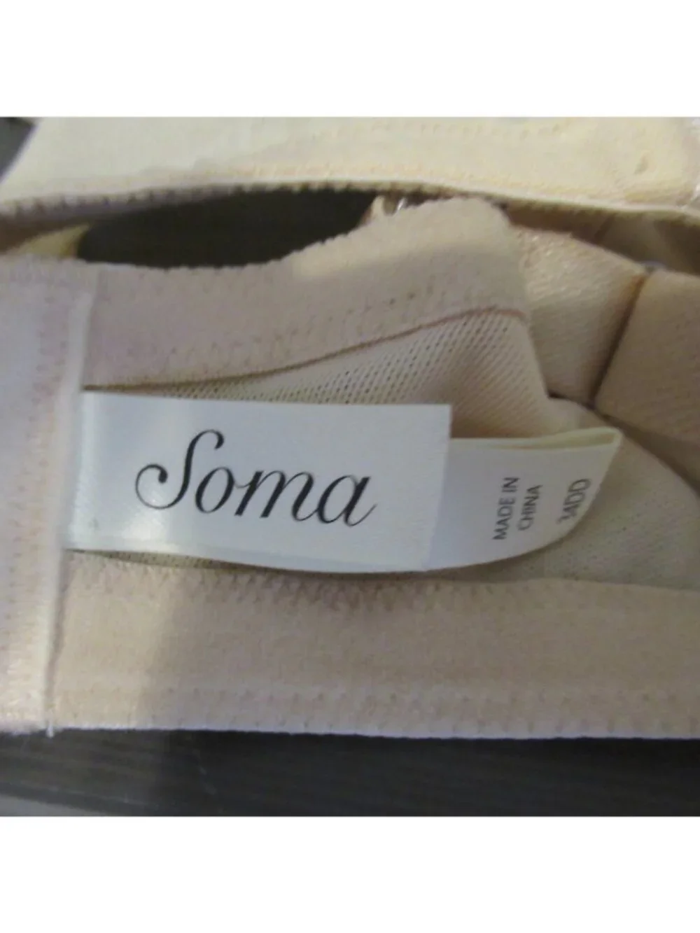 Soma Bra 34DD Beige‎ Tan Embroidered Sensuous Lace Underwire Unlined Sheer
